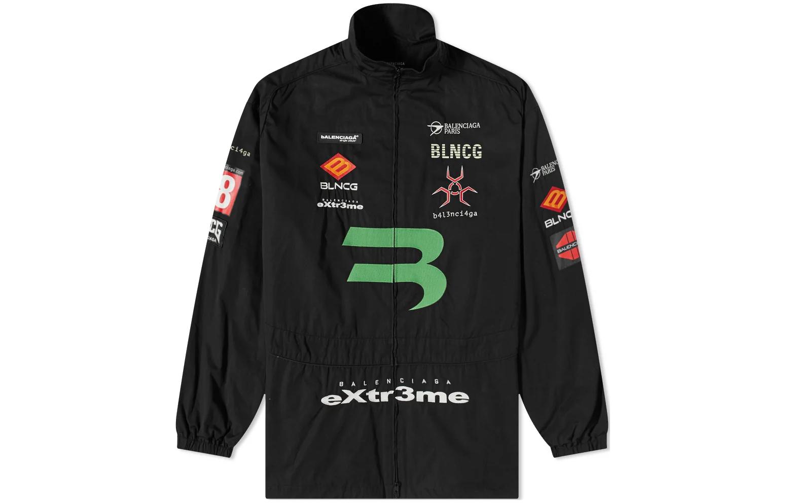Order Balenciaga Jaket Longgar Hitam dengan Cetak Logo Huruf Kasual. 663153TIM391000