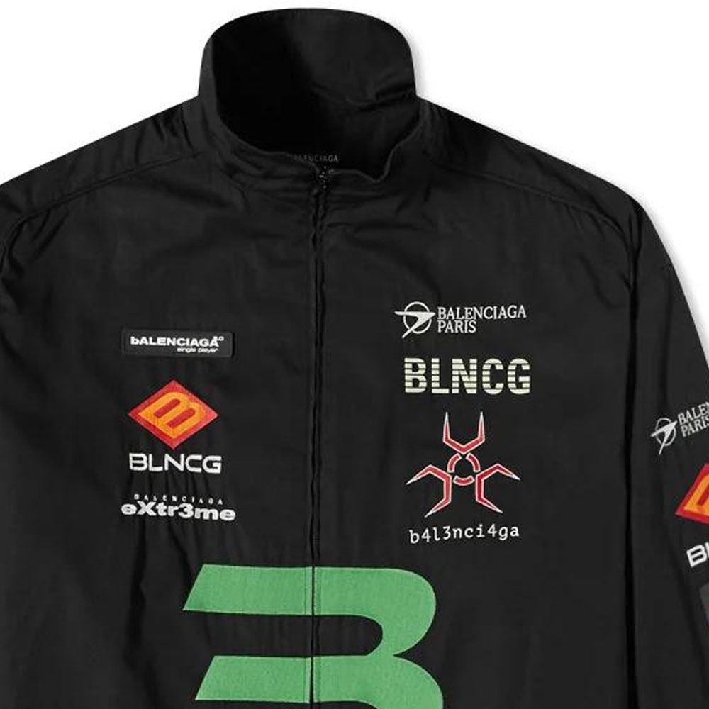 Details for Balenciaga Jaket Longgar Hitam dengan Cetak Logo Huruf Kasual. 663153TIM391000