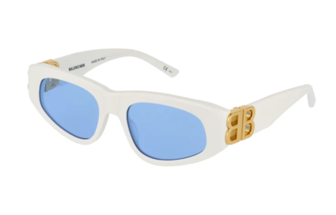 Balenciaga Cat-Eye Sunglasses Unisex White Frame Irregular Shape Fashion Shades BB0095S004 圖 2