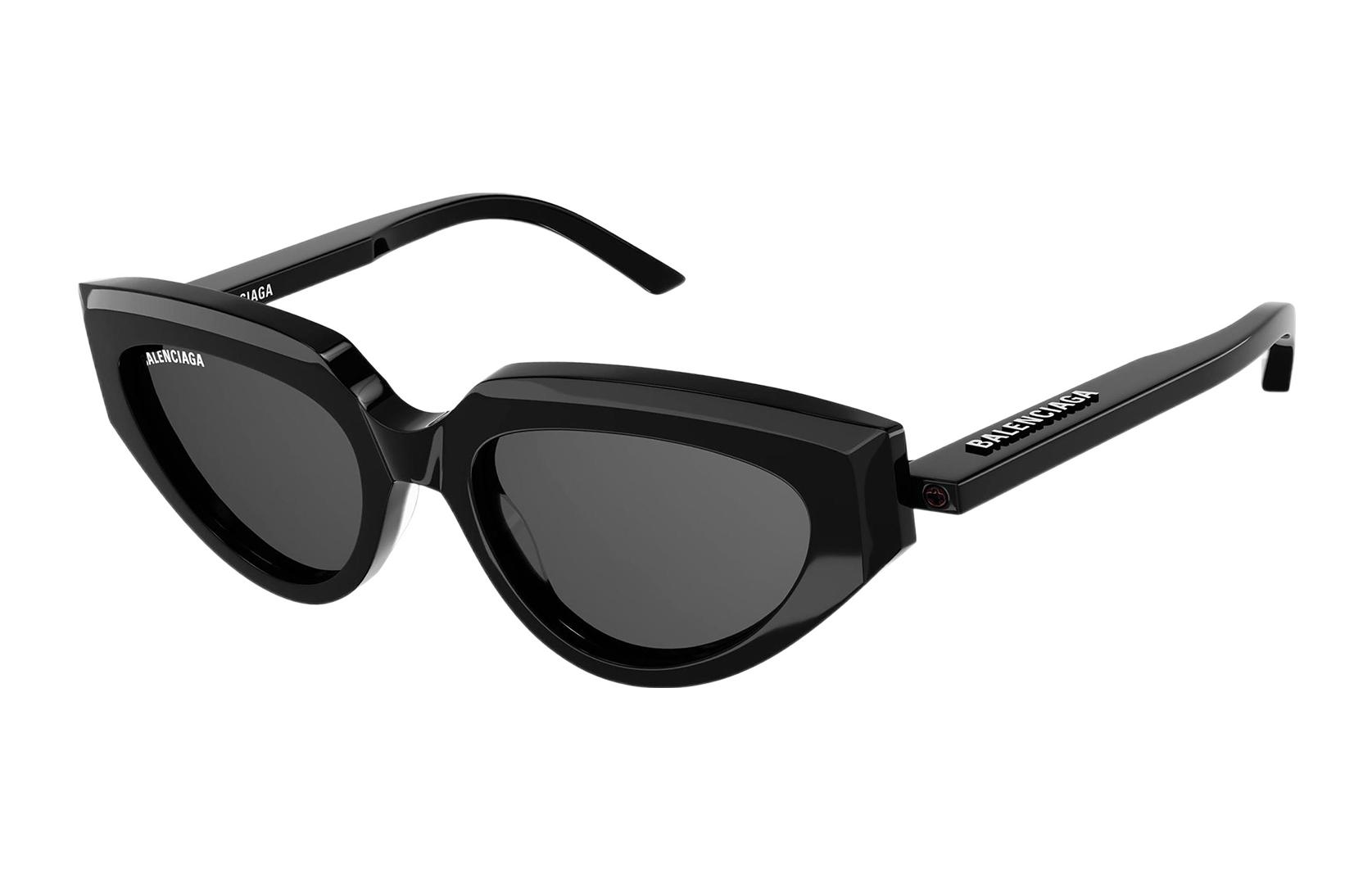 Balenciaga Cat Eye Sunglasses Black Unisex with Side Logo Detail. BB0159S001