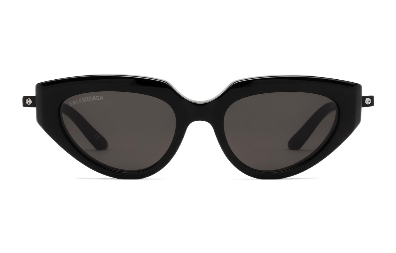 Lookbook Kacamata Hitam Balenciaga Cat Eye Unisex dengan Logo Samping. BB0159S001