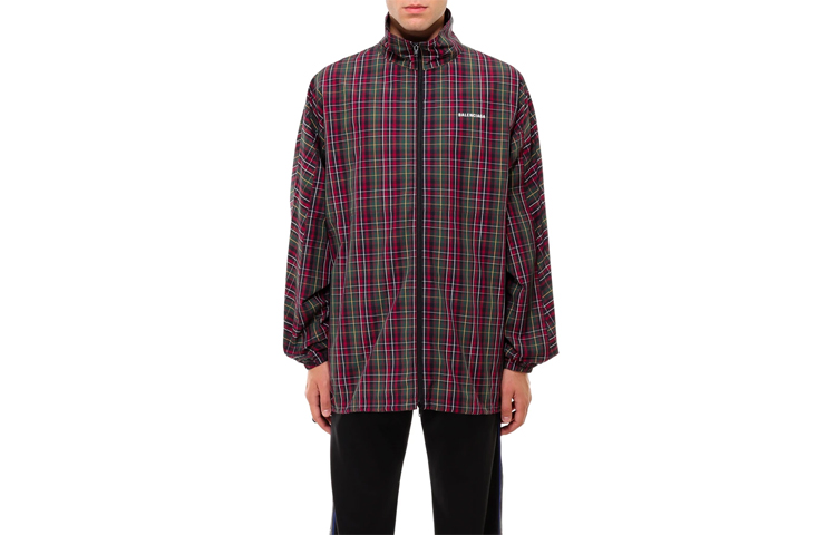 Balenciaga Check Print Full-Zip Cotton Jacket - Loose Fit Multicolor 571434TGM316067