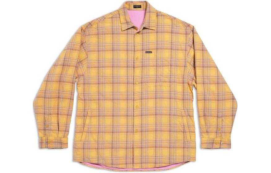 Balenciaga Checkered Button-Up Long Sleeve Oversized Shirt Yellow . 768767TPM247362 圖 2