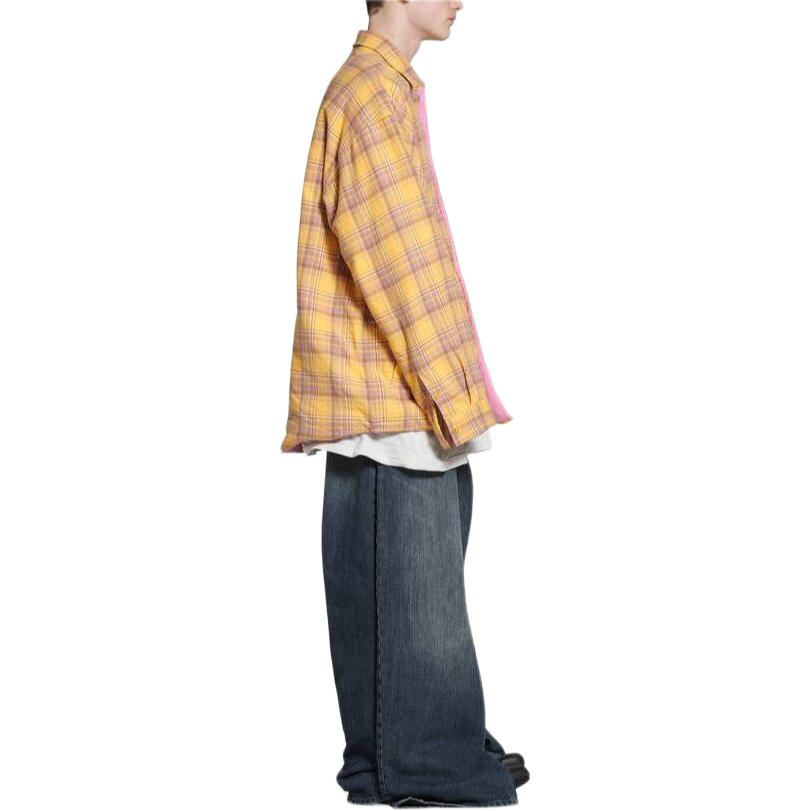Balenciaga Checkered Button-Up Long Sleeve Oversized Shirt Yellow . 768767TPM247362 圖 6