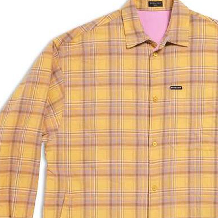 Balenciaga Checkered Button-Up Long Sleeve Oversized Shirt Yellow . 768767TPM247362 圖 7