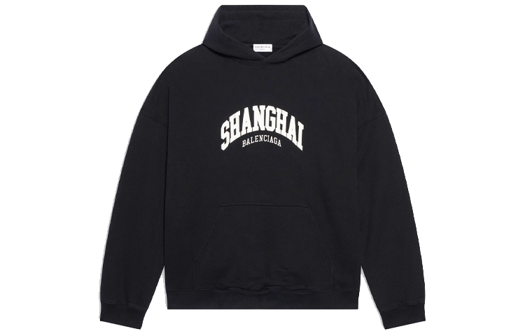 Balenciaga City Series SS22 Letter Print Hoodie Black  Oversized Fit Casual 675003TLVL41070