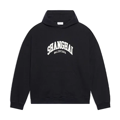 Balenciaga City Series SS22 Letter Print Hoodie Black Oversized Fit Casual 675003TLVL41070