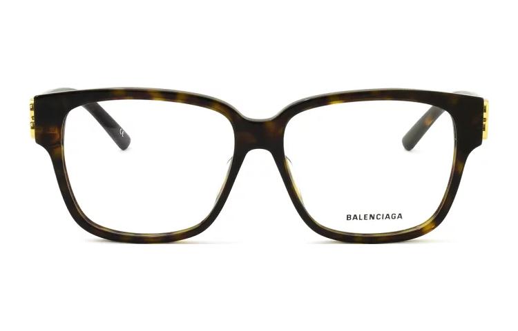 Lookbook Gafas ópticas cuadradas Balenciaga BB Classic, carey para hombre. BB0104O-002