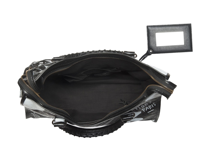 Lookbook 巴黎世家黑白中號塗鴉經典城市包