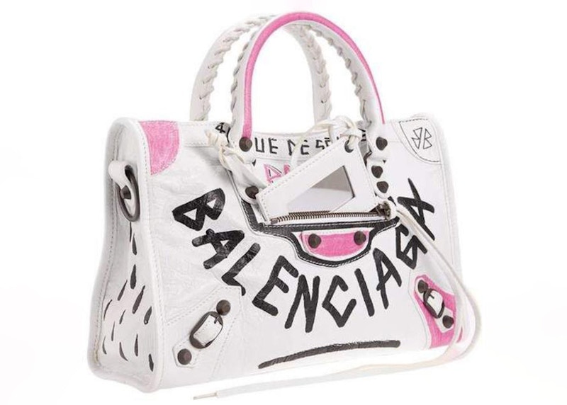 Order 巴黎世家經典城市塗鴉肩背包白色