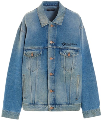 Balenciaga Jaket Denim Logo Sulam Klasik Biru Muda 657608TDW154307 Order Balenciaga Jaket Denim Logo Sulam Klasik Biru Muda 657608TDW154307