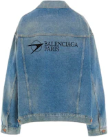 Lookbook Balenciaga Classic Logo Embroidered Denim Jacket Light Blue 657608TDW154307
