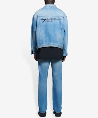 Balenciaga Jaket Denim Logo Sulam Klasik Biru Muda 657608TDW154307 Purchase Balenciaga Jaket Denim Logo Sulam Klasik Biru Muda 657608TDW154307