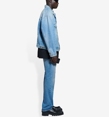 Balenciaga Jaket Denim Logo Sulam Klasik Biru Muda 657608TDW154307 Details for Balenciaga Jaket Denim Logo Sulam Klasik Biru Muda 657608TDW154307