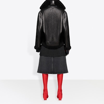 Balenciaga Cocoon Shearling Leather Jacket 'Black' Shop Balenciaga Cocoon Shearling Leather Jacket 'Black'