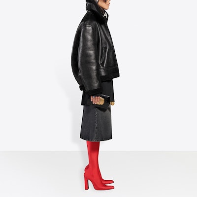 Balenciaga Cocoon Shearling Leather Jacket 'Black' Purchase Balenciaga Cocoon Shearling Leather Jacket 'Black'