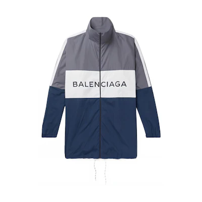 Balenciaga Color-Block Logo Letter Patch Zip Jacket Blue - Regular Fit 508901TWB133061
