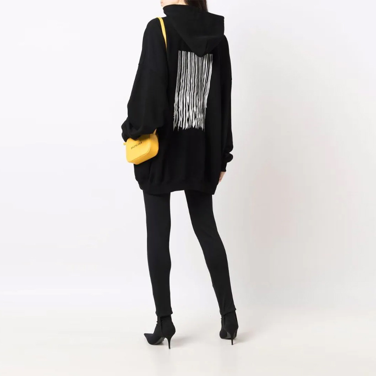 Shop 巴黎世家拼色流苏印花男女同款宽松卫衣黑色 651799TKVE61070