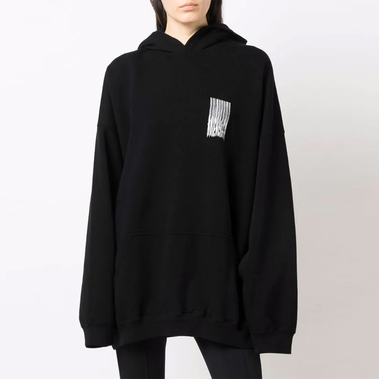 Purchase 巴黎世家拼色流苏印花男女同款宽松卫衣黑色 651799TKVE61070