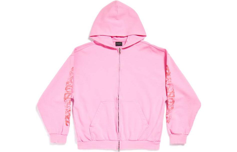 Order 巴黎世家拼色Logo连帽衫粉色男女同款宽松长袖卫衣 770939TPVM95960