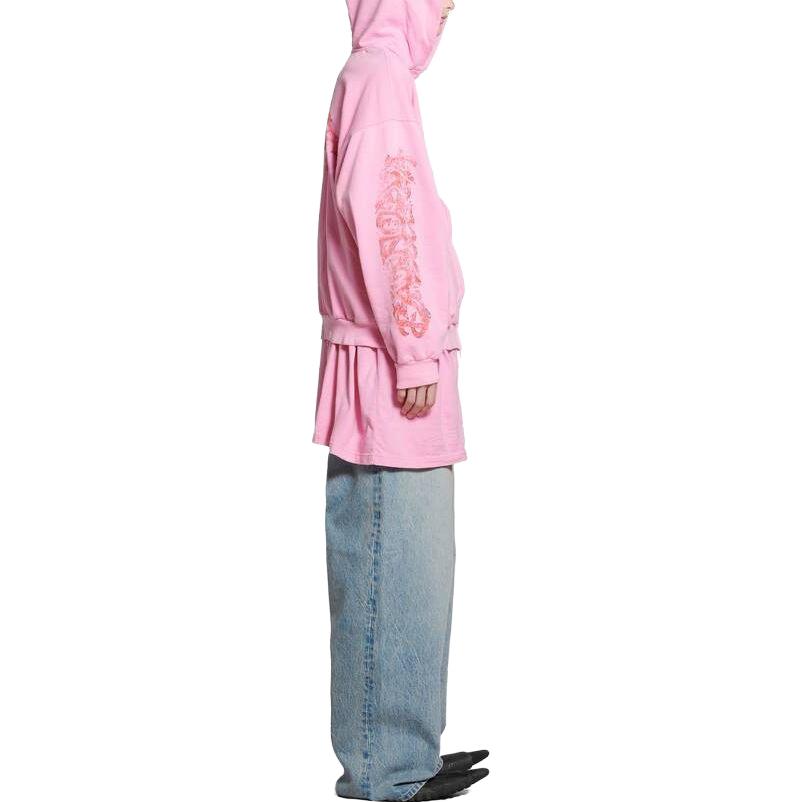 Details for 巴黎世家拼色Logo连帽衫粉色男女同款宽松长袖卫衣 770939TPVM95960