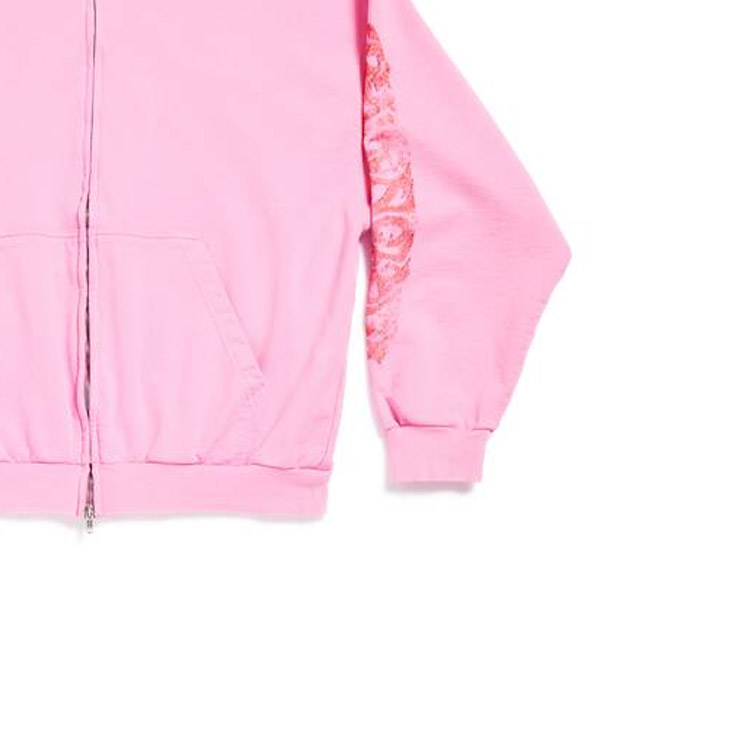 Sizing 巴黎世家拼色Logo连帽衫粉色男女同款宽松长袖卫衣 770939TPVM95960