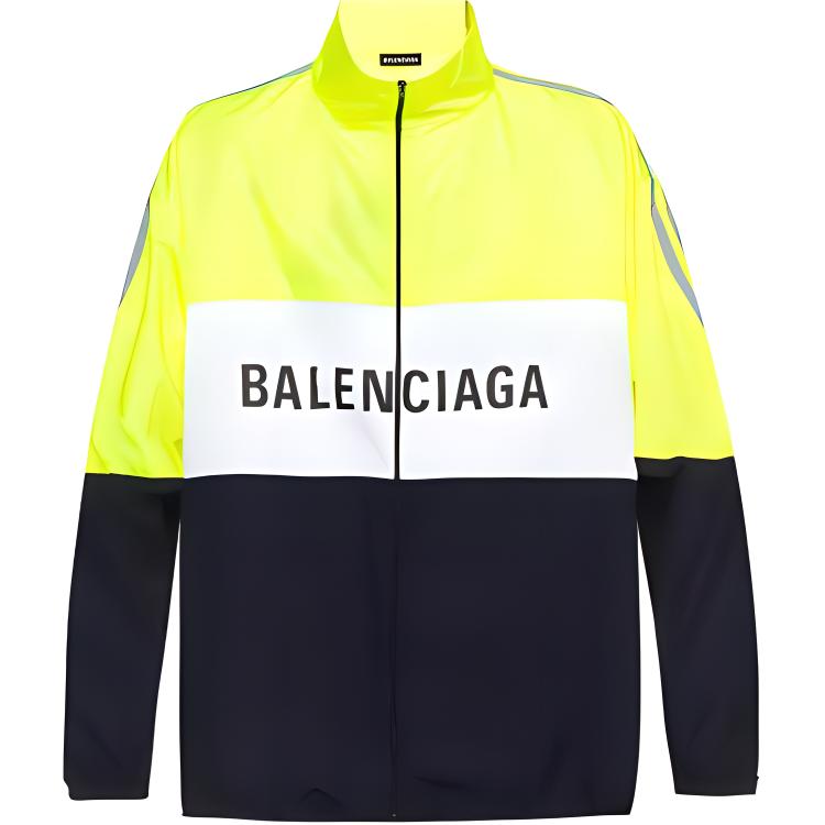 Balenciaga Colorblock Logo Print Long Sleeve Jacket Yellow 508903TXD128473