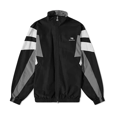 Balenciaga Colorblock Zip-Up Jacket Black Long-Sleeve Windbreaker 675464TKO481000