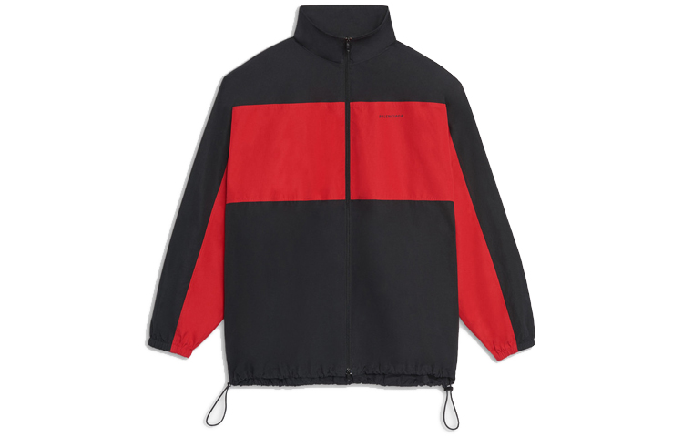 Balenciaga Colorblock Zip-Up Jacket Unisex Oversized Fit Black Red 571434TEM011000