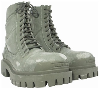 巴黎世家做舊系帶短靴 男款 綠色 Lookbook 巴黎世家做舊系帶短靴 男款 綠色