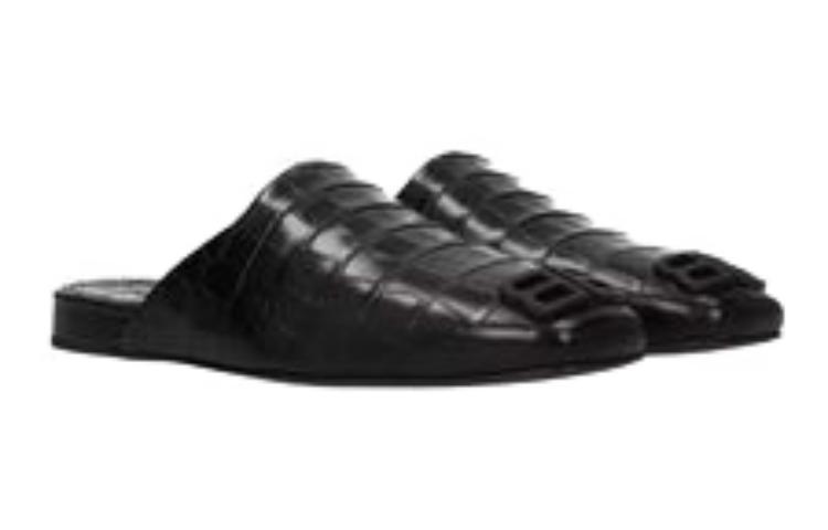 Sizing 巴黎世家Croco压纹黑色Cosy BB便鞋 654644WBB721010