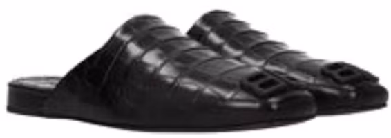 Sizing Balenciaga Cosy BB Mule 'Negro con Relieve de Cocodrilo' 654644WBB721010