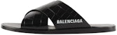 Sandal Balenciaga Cosy Kulit Buaya Hitam 597148WA9D51006