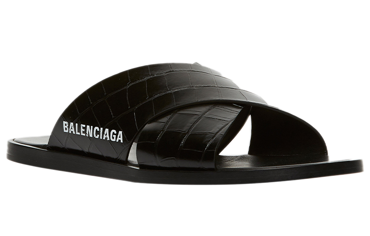 Lookbook Sandal Balenciaga Cosy Kulit Buaya Hitam 597148WA9D51006