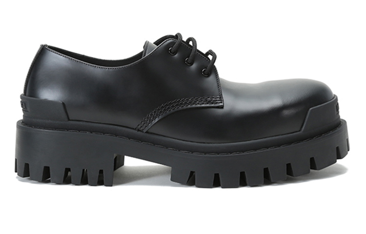 Balenciaga Cowhide Lacing Thick Sole Casual Leather Black 圖 2