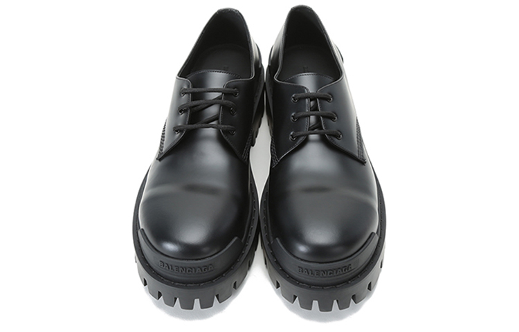 Balenciaga Cowhide Lacing Thick Sole Casual Leather Black 圖 4