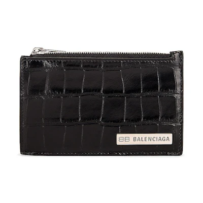 Balenciaga Croc Embossed (5 Card Slot) Coin Card Holder Black