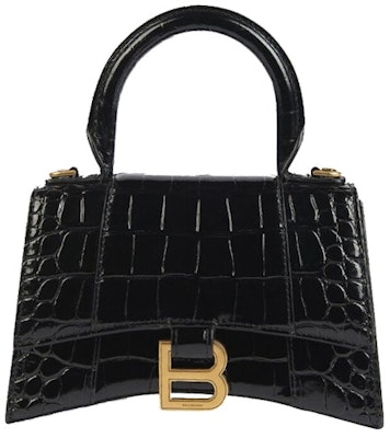 Balenciaga Crocodile Embossed Hourglass Top Handle XS Black Buy Balenciaga Crocodile Embossed Hourglass Top Handle XS Black