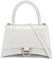 Balenciaga Crocodile Embossed Hourglass Top Handle Small White Balenciaga Crocodile Embossed Hourglass Top Handle Small White