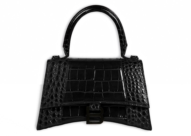 balenciaga-crocodile-embossed-hourglass-top-handle-small-black