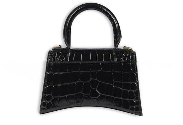 Balenciaga Crocodile Embossed Hourglass Top Handle XS Black Order Balenciaga Crocodile Embossed Hourglass Top Handle XS Black