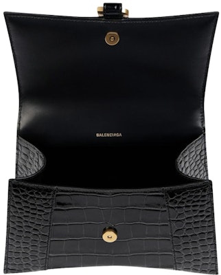 Balenciaga Crocodile Embossed Hourglass Top Handle XS Black Lookbook Balenciaga Crocodile Embossed Hourglass Top Handle XS Black