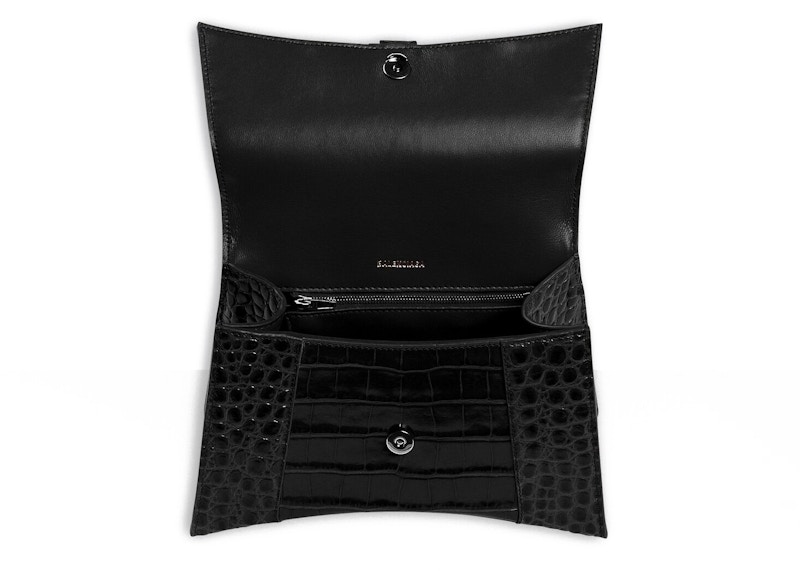 Lookbook 발렌시아가 크로커 엠보싱 아워글래스 스몰 블랙 탑핸들 
