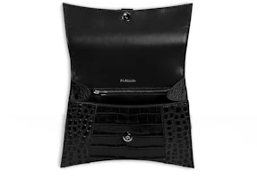 Lookbook Balenciaga Crocodile Embossed Hourglass Top Handle Small Black