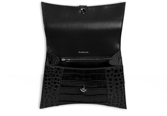 Balenciaga Crocodile Embossed Hourglass Top Handle Small Black Lookbook Balenciaga Crocodile Embossed Hourglass Top Handle Small Black