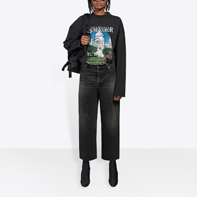 Balenciaga Cropped Pants 'Dirty Vintage Black' Lookbook Balenciaga Cropped Pants 'Dirty Vintage Black'