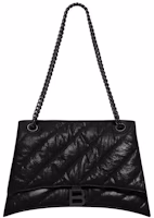 Balenciaga Crush Chain Shoulder Bag Medium Quilted Black/Black Balenciaga Crush Chain Shoulder Bag Medium Quilted Black/Black