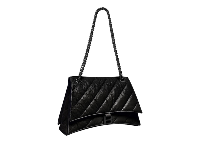 Order 巴黎世家Crush链条中号黑色菱格肩包