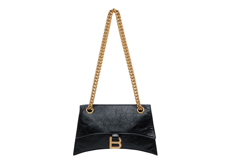 Balenciaga Crush Chain Shoulder Bag Small Black/Aged Gold
