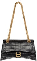 Balenciaga Crush Chain Shoulder Bag Small Crocodile Embossed Black Balenciaga Crush Chain Shoulder Bag Small Crocodile Embossed Black